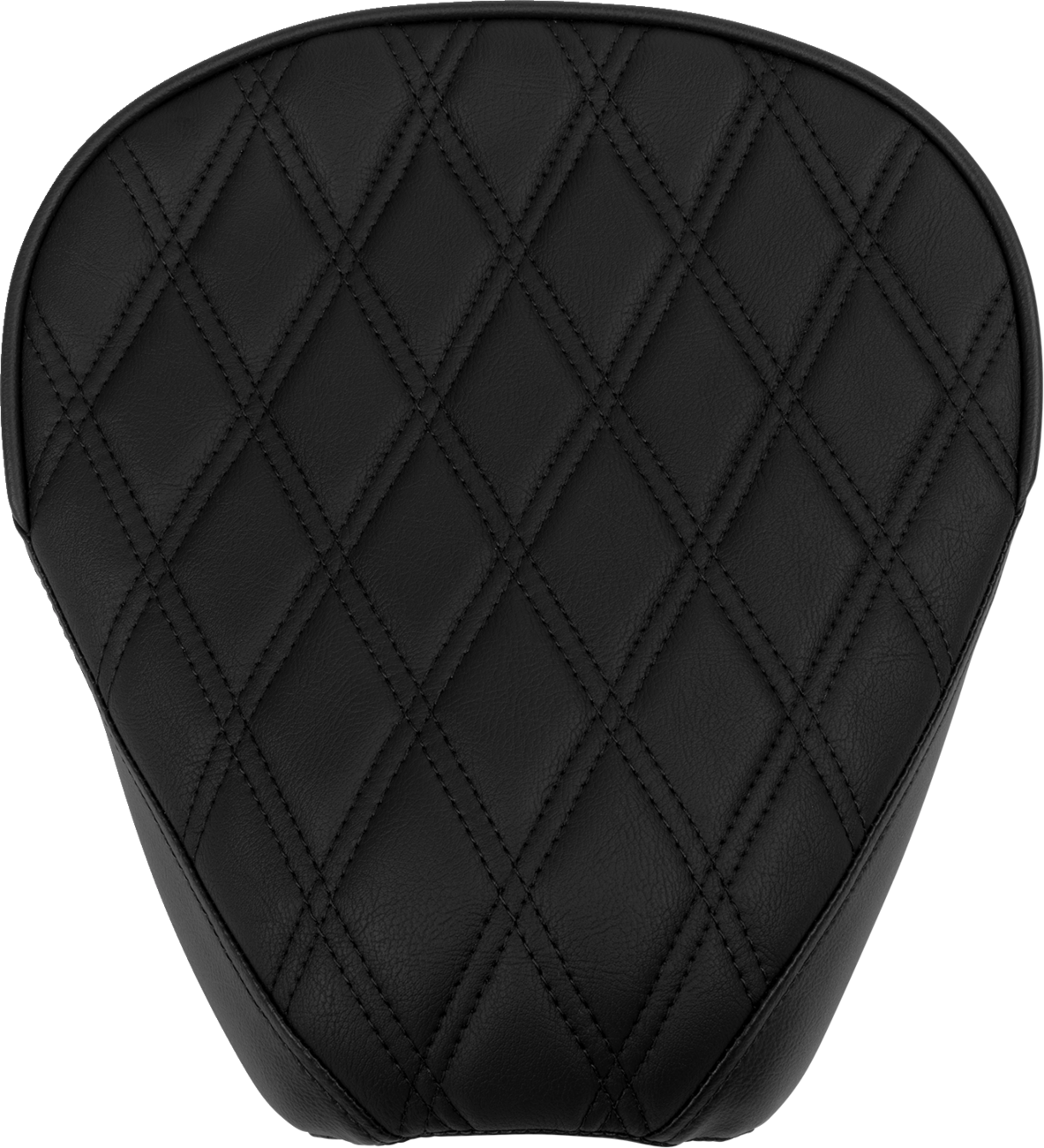 Black wide rear solo seat with double diamond pattern and black stitching by Drag Specialties Seats for Harley FL 1997-2023