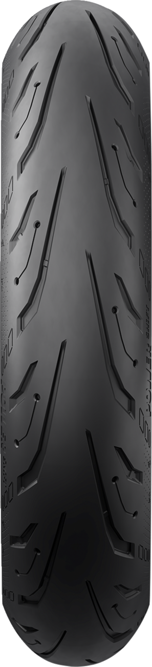 Michelin Power Shift front motorcycle tire 120/70R15 with enhanced wet grip and durability, mounted on a motorcycle wheel