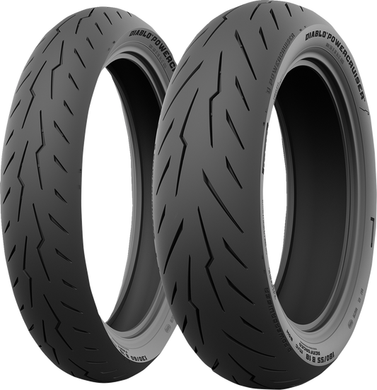 PIRELLI Diablo Powercruiser rear motorcycle tire 180/70B16 77H with tread pattern for high-performance sport cruiser riding.