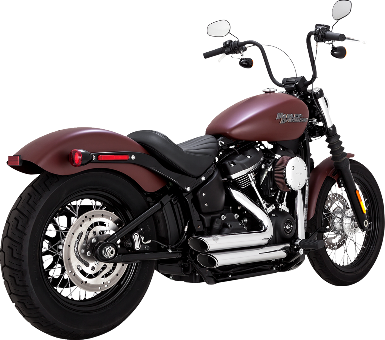 Chrome Vance & Hines Shortshots Staggered PCX exhaust system for motorcycle, featuring polished chrome finish and dual staggered pipes.