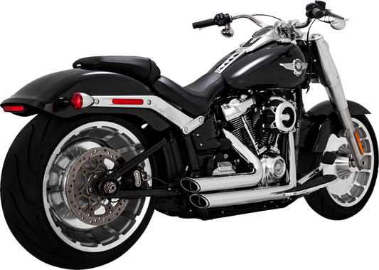 Chrome Vance & Hines Shortshots Staggered Exhaust System with PCX™ Technology for motorcycles, featuring sleek chrome finish and dual pipes.