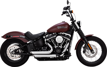 Chrome Vance & Hines Shortshots Staggered PCX exhaust system for motorcycles, featuring polished chrome finish and dual pipes.