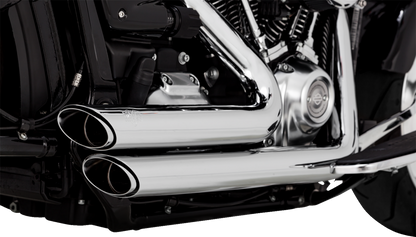 Chrome Vance & Hines Shortshots Staggered Exhaust System with PCX™ Technology for motorcycles, showing the polished finish and design