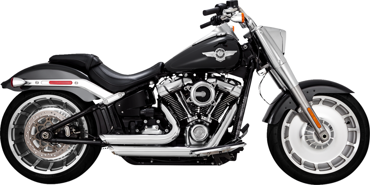 Chrome Vance & Hines Shortshots Staggered Exhaust System with PCX™ Technology for motorcycles, shown with polished finish.