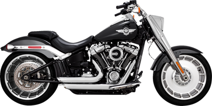 Chrome Vance & Hines Shortshots Staggered Exhaust System with PCX™ Technology for motorcycles, shown with polished finish.