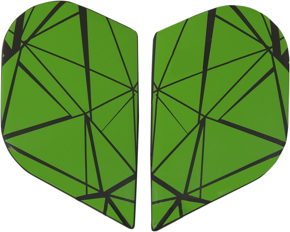 Green ICON Alliance™ Side Plates for Crysmatic helmets, part of Bill's Exhausts helmet parts collection.