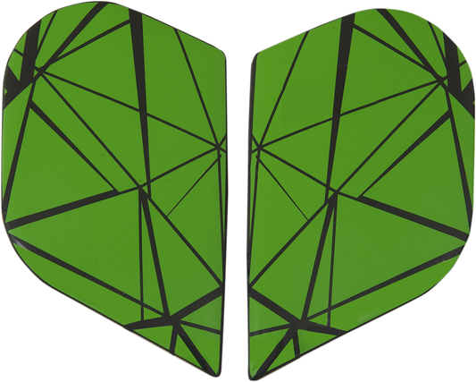 Green ICON Alliance™ Side Plates for Crysmatic helmets, part of Bill's Exhausts helmet parts collection.