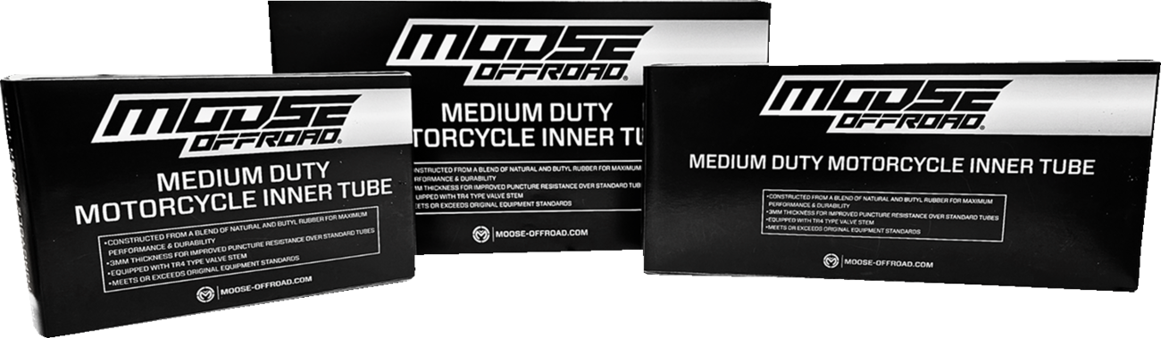 MOOSE OFFROAD Medium Duty Inner Tube for 16-inch tires, featuring durable rubber construction and valve stem for off-road vehicles.