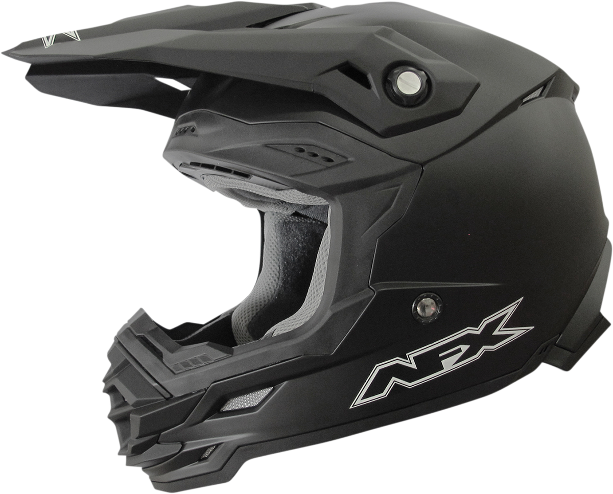 Bill's Exhausts AFX FX-19R matte black helmet in large size, featuring a sleek design and secure strap.