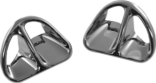 Chrome fairing air intake accent grille for engine, designed by Bill's Exhausts, showcasing its shiny, decorative chrome finish.