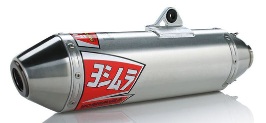 YOSHIMURA RS 2 UTV exhaust system with header, canister, and end cap, shown in a close-up view of the black and silver components.
