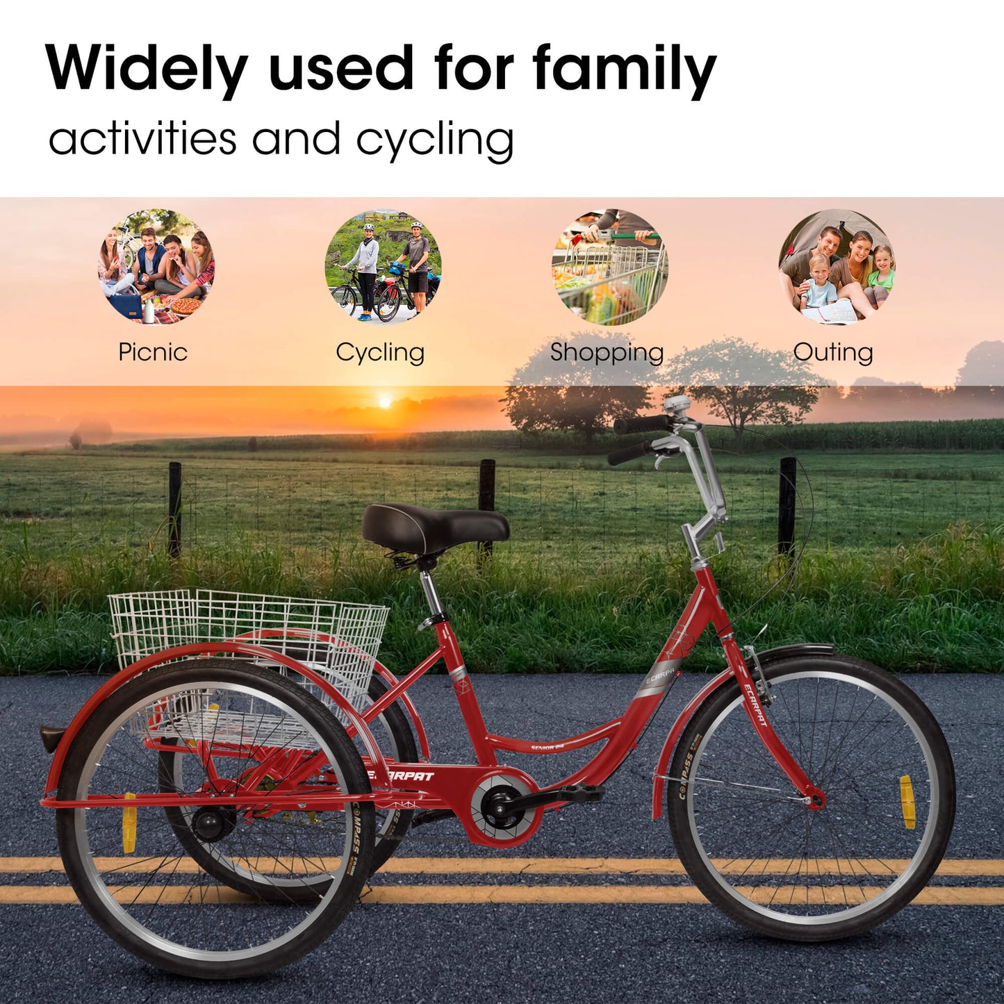 Ecarpat 24“ Single-Speed Adult Tricycle - Howling Moto