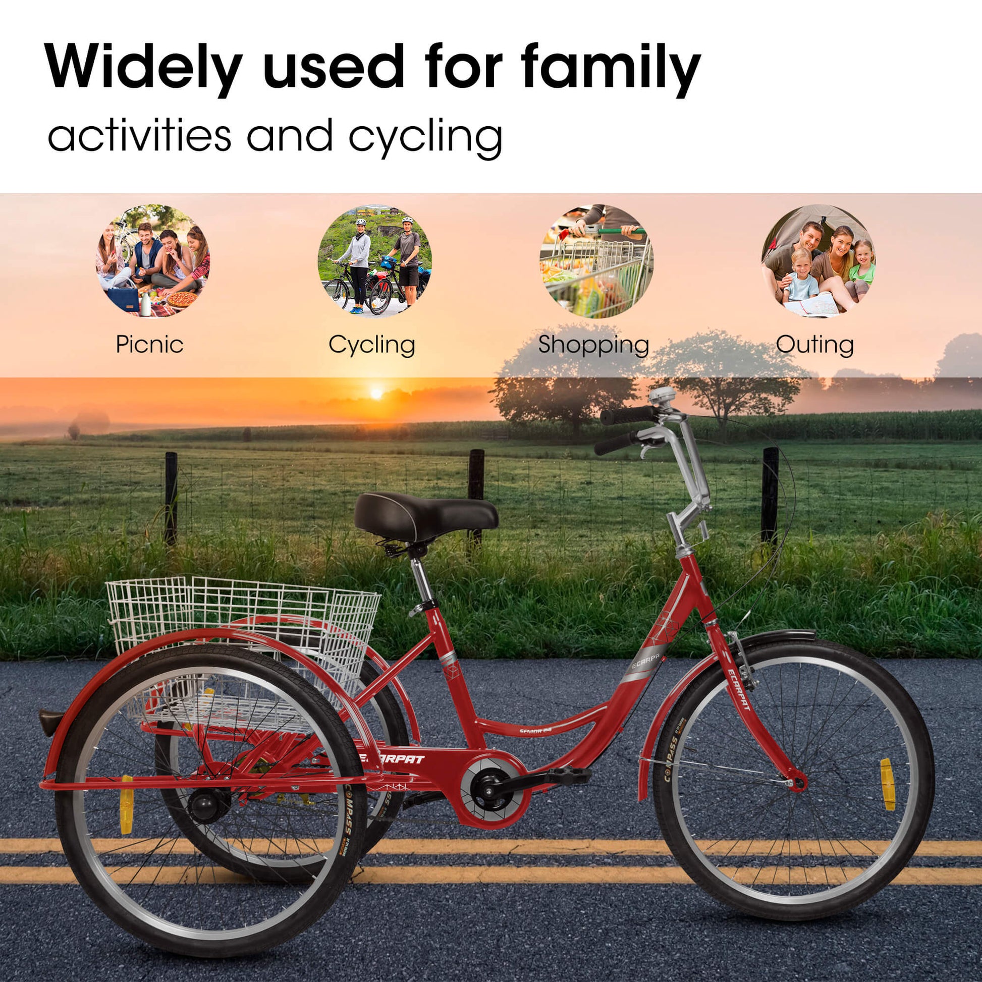 Ecarpat 24“ Single-Speed Adult Tricycle - Howling Moto