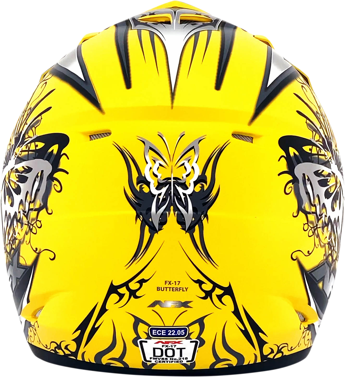Bill's Exhausts AFX FX-17 Butterfly helmet in matte yellow, XL size, with a sleek aerodynamic design and ventilation details.