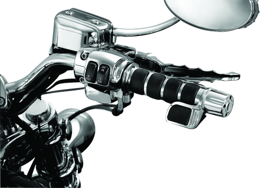 Kuryakyn ISO motorcycle grip with contoured throttle boss for powersports, featuring textured rubber surface and ergonomic design.