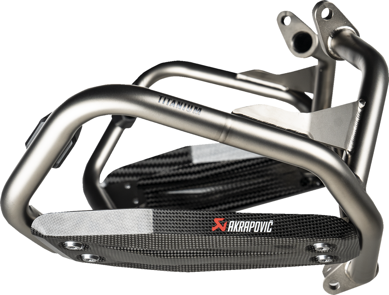 AKRAPOVIC lower frame protection bar for BMW R 1300 GS motorcycle, durable black metal guard in the image