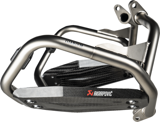 AKRAPOVIC lower frame protection bar for BMW R 1300 GS motorcycle, durable black metal guard in the image