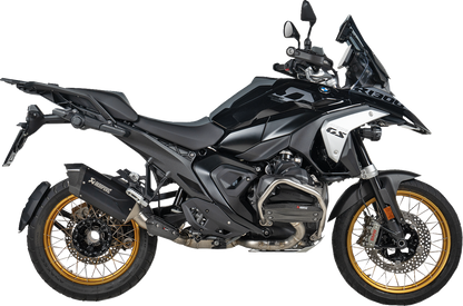AKRAPOVIC lower frame protection bar for BMW R 1300 GS motorcycle, durable black metal guard on bike frame.