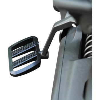 Show Chrome Combat Boards passenger foot pegs in stealth black for Yamaha Ryker 2019-2024, featuring rugged motorcycle accessories.