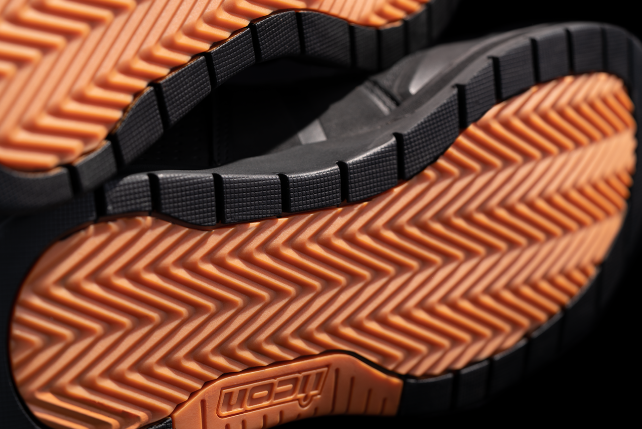 Black ICON Slabtown waterproof boots by Bill's Exhausts, size 7, with sturdy leather and rubber soles.