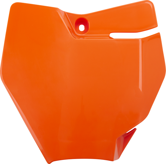 Acerbis front number plate in orange for MC and SX bikes, featuring the number plate's body design with branding detail.