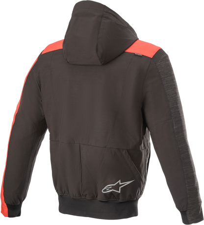 Alpinestars Rhod Windstopper Hoodie in black, gray, and red, large size, featuring a sporty design and wind-resistant fabric.