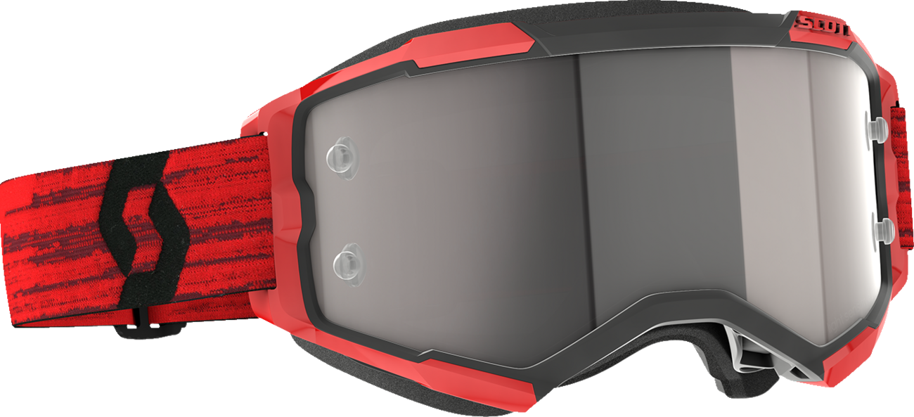 Bill's Exhausts SCOTT Fury Goggle in dark red with silver accents, designed for engine protection and style.