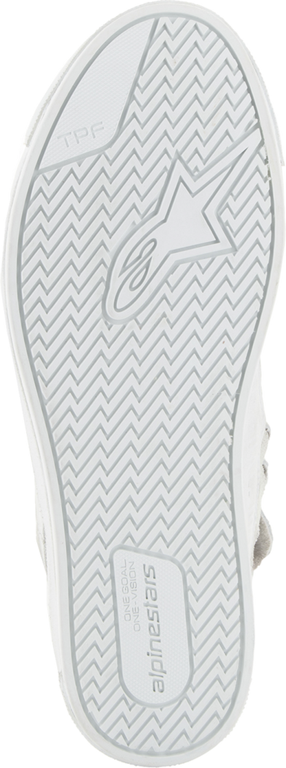 Alpinestars Stated Shoes in white and gray, US 12.5, showing the sleek design and brand logo on the side.