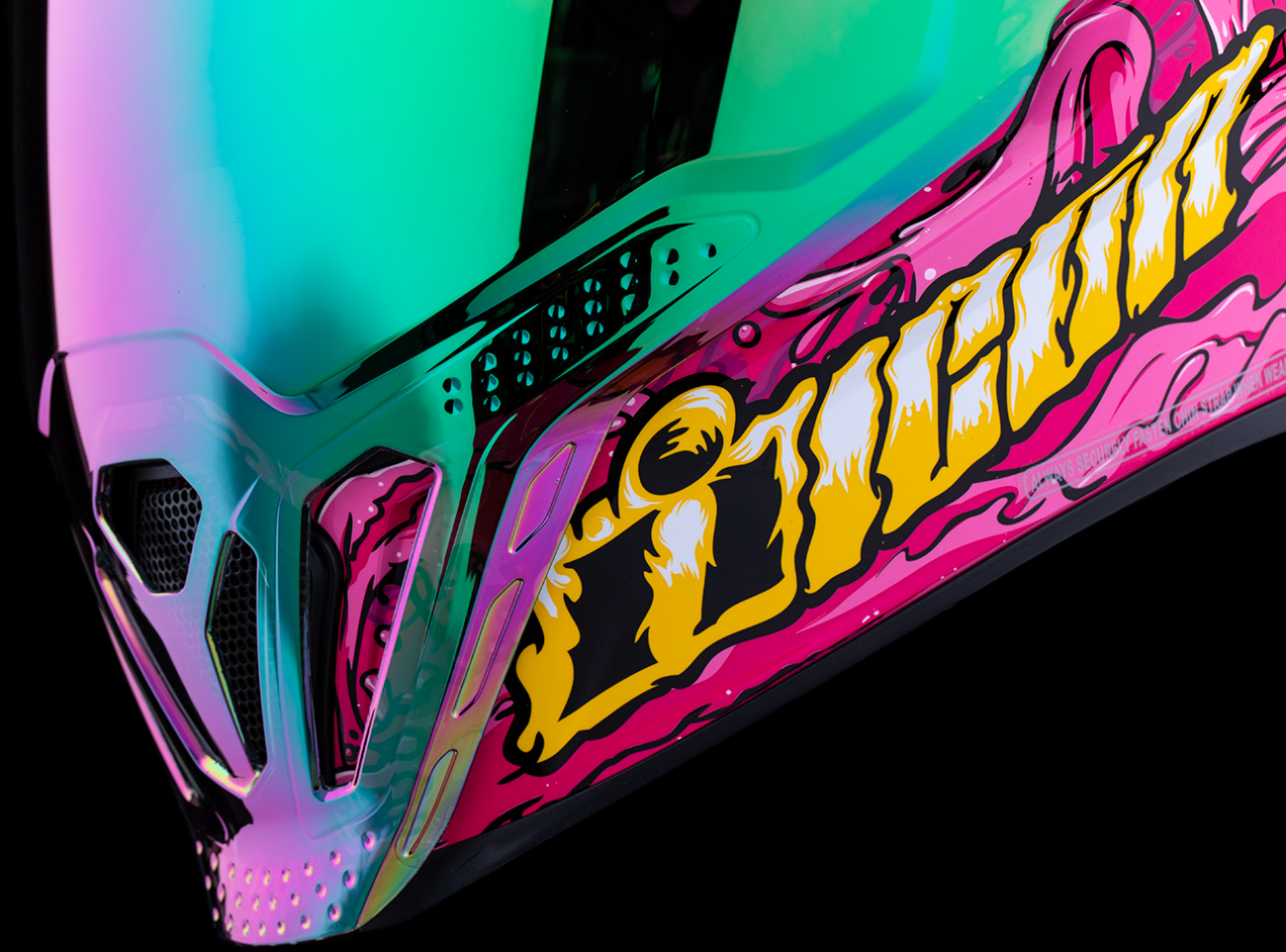 Pink ICON Airflite™ Helmet with Snack Attack design, MIPS® safety system, medium size, featuring aerodynamic shape and ventilation.