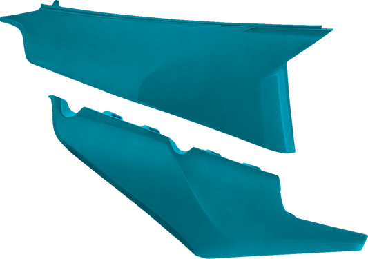A pair of teal and metallic Acerbis body side panels for motorcycles, featuring the Bill's Exhausts branding in the image.