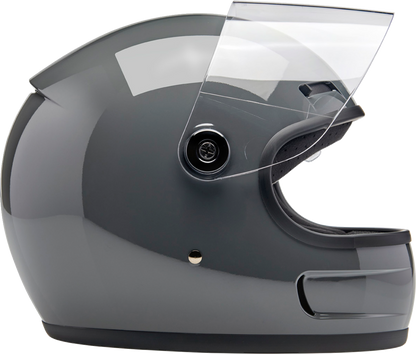 BILTWELL Gringo SV helmet in gloss storm gray with XS size, featuring sleek motorcycle helmet design and ventilation vents.
