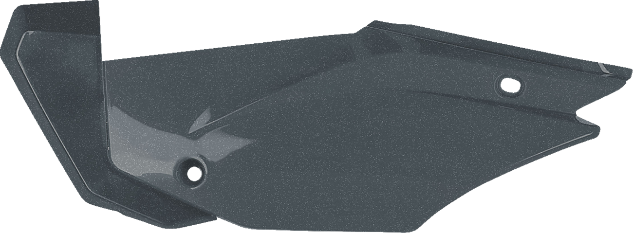 A set of Acerbis gray metallic side panels for motorcycle body, shown with smooth finish and mounting points.