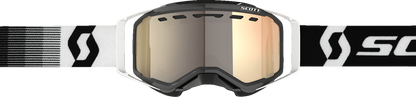 Scott Prospect Snow Cross Goggle with bronze chrome lenses, black and white frame, designed for winter sports and snowboarding.