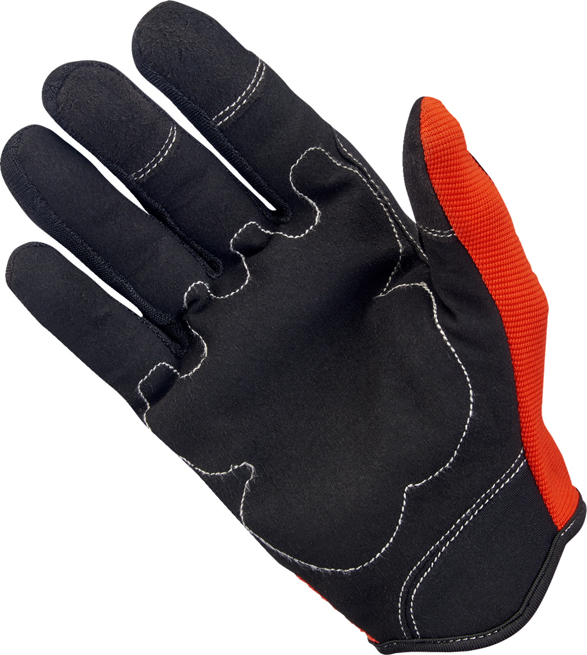 BILTWELL Moto Gloves in orange and black, small size, lightweight riding gloves with reinforced palms for motorcycle riding.