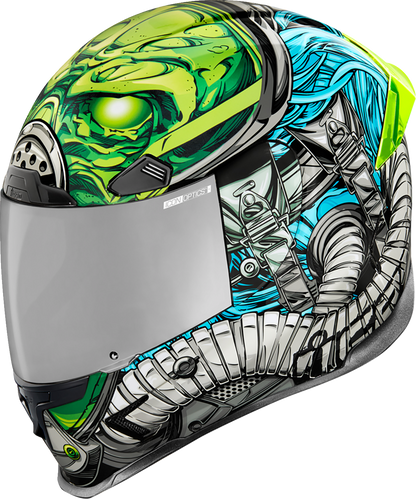 Icon Airframe Pro helmet in Outbreak blue with 2XL size, featuring a sleek aerodynamic design for motorcycle riding.