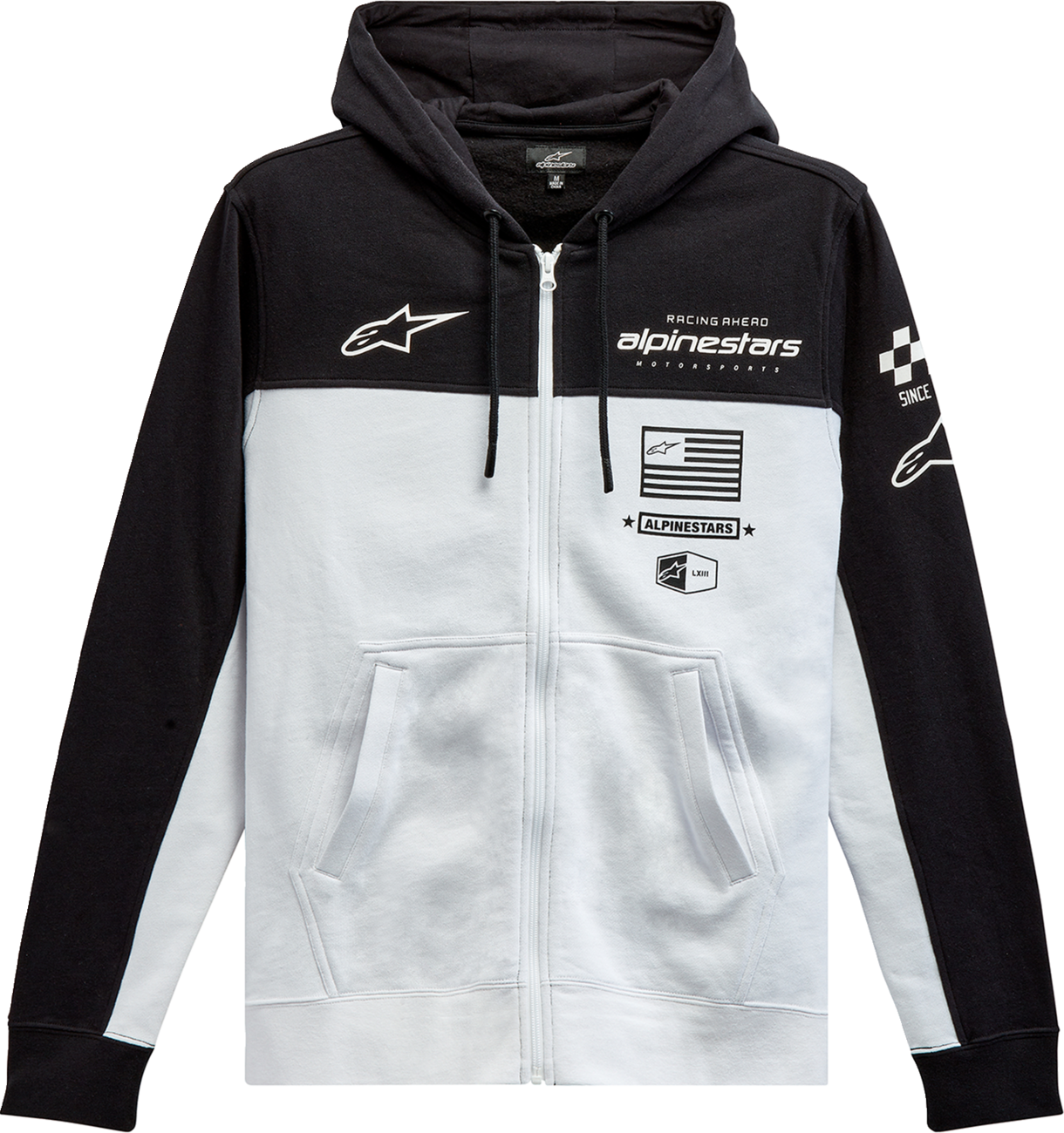 Alpinestars H Block hoodie in black and white, large size, featuring a bold logo and comfortable hoodie design.