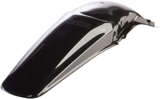 A black ACERBIS rear fender for motorcycles, designed as a durable body part with a sleek finish.