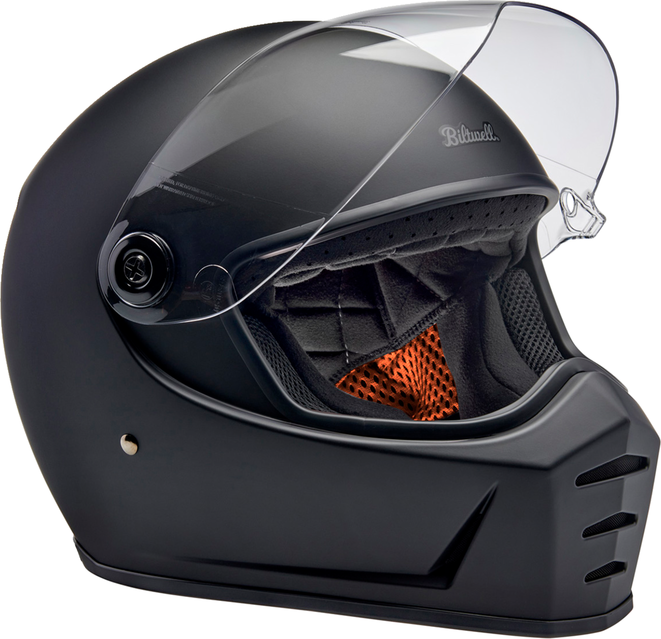 BILTWELL Lane Splitter motorcycle helmet in flat black, XS size, with aerodynamic design and matte finish for street riding.