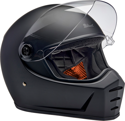 Biltwell Lane Splitter motorcycle helmet in flat black, large size, featuring a classic open-face helmet design.
