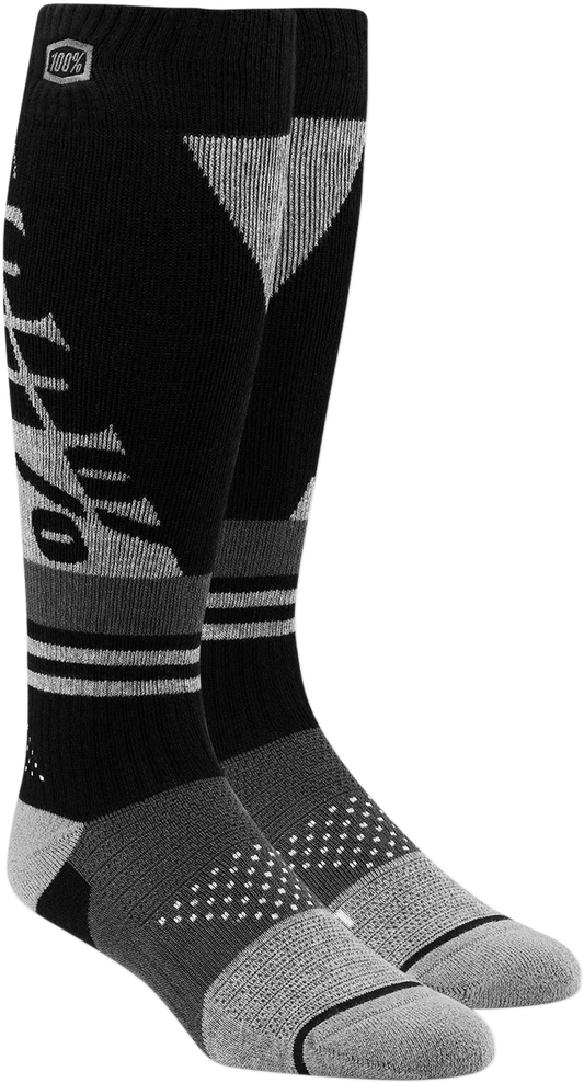 100% Youth Torque Socks - Black/Gray - Large/XL 24107-057-18 - Howling Moto