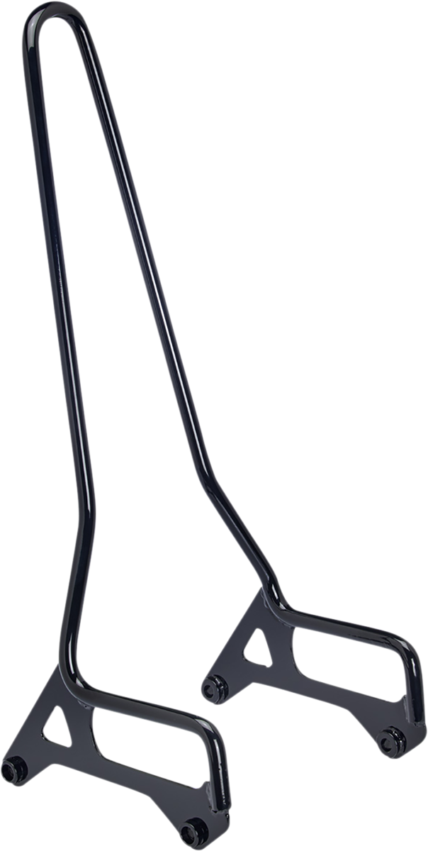 Gloss black Biltwell Exfil XL sissy bar for motorcycles, featuring a sleek, sturdy design perfect for custom bike styling.