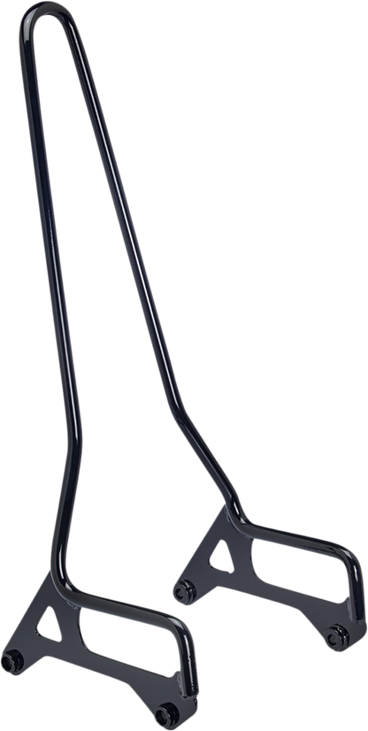 Gloss black Biltwell Exfil XL sissy bar for motorcycles, featuring a sleek, sturdy design perfect for custom bike styling.