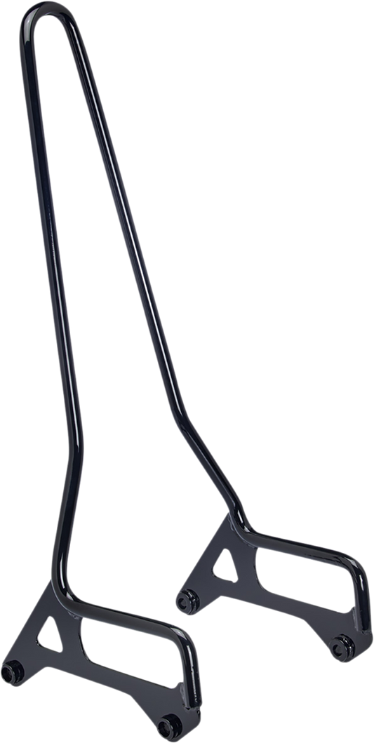 Gloss black Biltwell Exfil XL sissy bar for motorcycles, featuring a sleek, sturdy design perfect for custom bike styling.