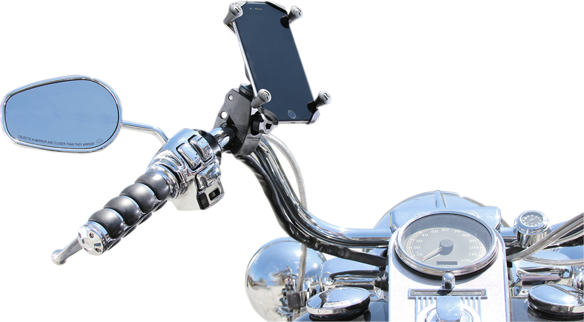 Bill's Exhausts RAM MOUNTS X-Grip device mount with Tough-Claw for engine applications, shown with secure clamp and rugged design.