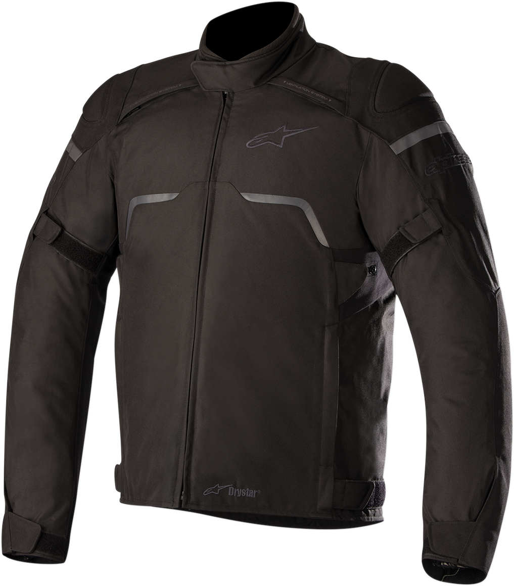 Black Alpinestars Hyper Drystar® motorcycle jacket with protective padding, small size, shown on a neutral background.