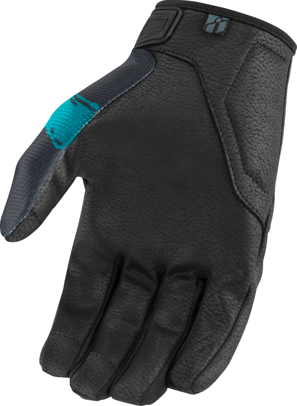 Bill's Exhausts ICON Hooligan™ Munchies Gloves in teal, 2XL size, featuring durable fabric and detailed stitching.