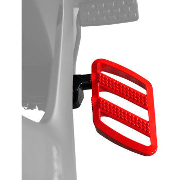 Bill's Exhausts SHOW CHROME Combat Boards Driver Red for Ryker 2019-2024, featuring textured surface and durable design.