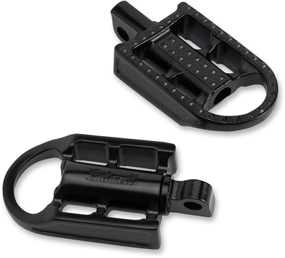 Black electroplated BILTWELL Mushman footpegs for motorcycle, standard size, with textured surface and mounting hardware visible.