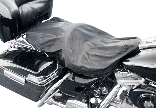 Bill's Exhausts SADDLEMEN Touring Rain Seat Cover R915 on motorcycle seat, waterproof protection for touring rides.