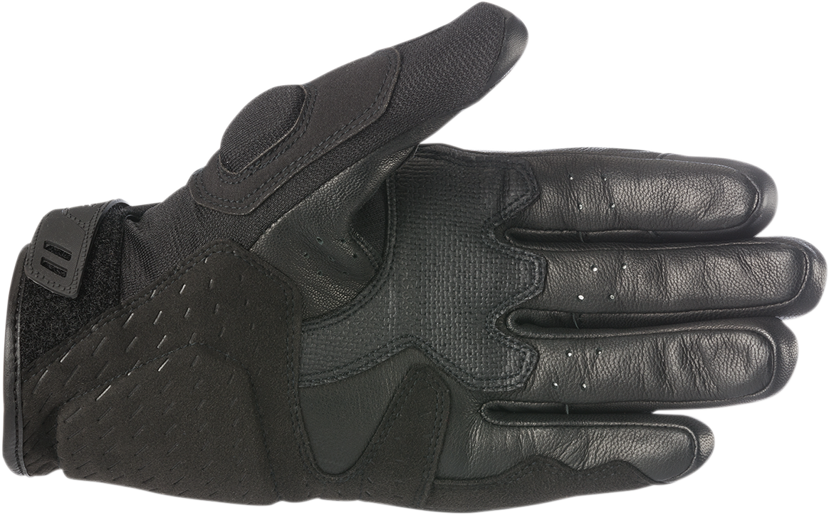 Black Alpinestars C-30 Drystar® motorcycle gloves in large size, showing the textured leather and protective knuckle features.